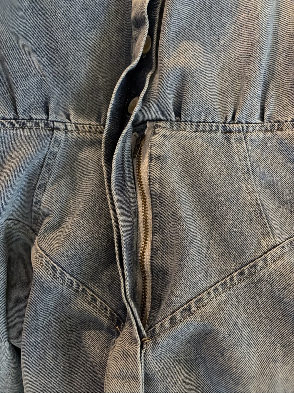 MON RENN Lain Denim Mini Dress Size Small Fits Size 6 Western Fit & Flare - Picture 4 of 8